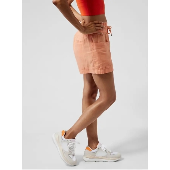 Athleta Cabo Linen 4" Shortie Size 14 Adobe Peach - Picture 5 of 12